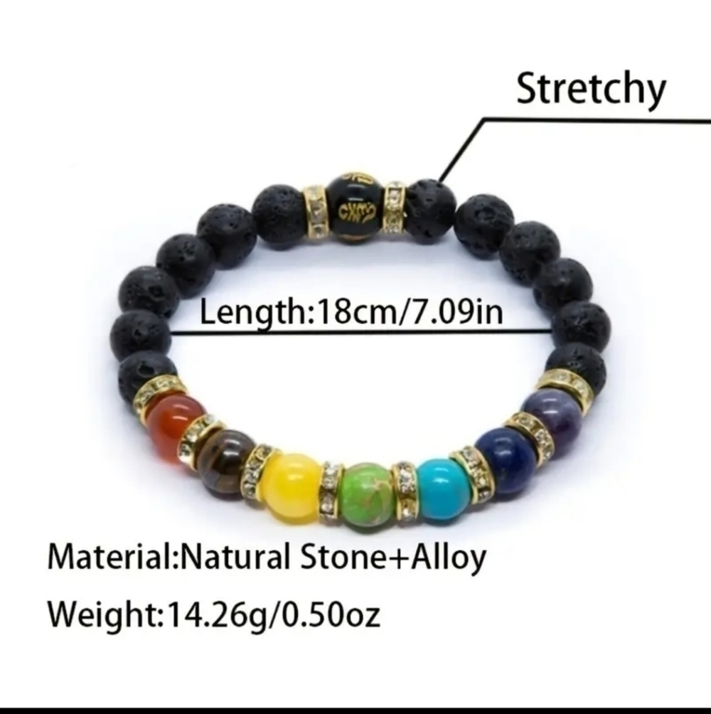 NWT Stress Relieving Natural Stone Bracelet - Volcanic Rock - Picture 2 of 4